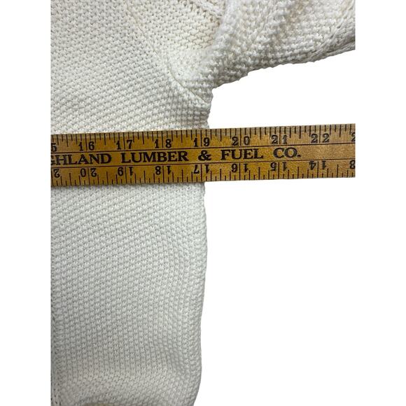 GAP Sweater Womens Cream Cable Knit Crew Neck Fishermans Chunky Preppy Medium - Picture 8 of 9